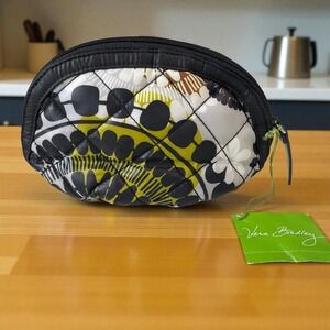 Vera Bradley Puffy Cosmetic Bag Cocoa Moss Quilted Travel Coquette Softcore